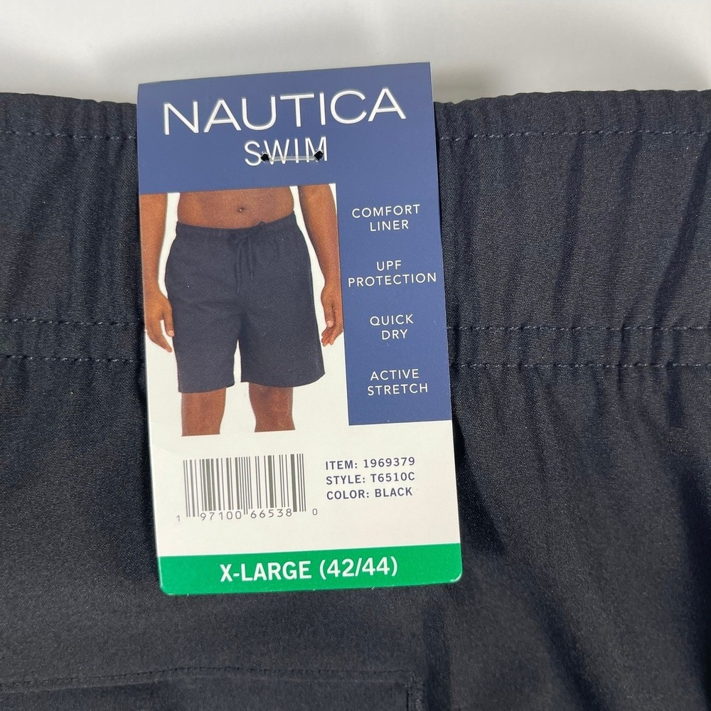 Nautica Mens Black Swim Trunks XL Active Stretch Quick Dry T6510C New With Tags